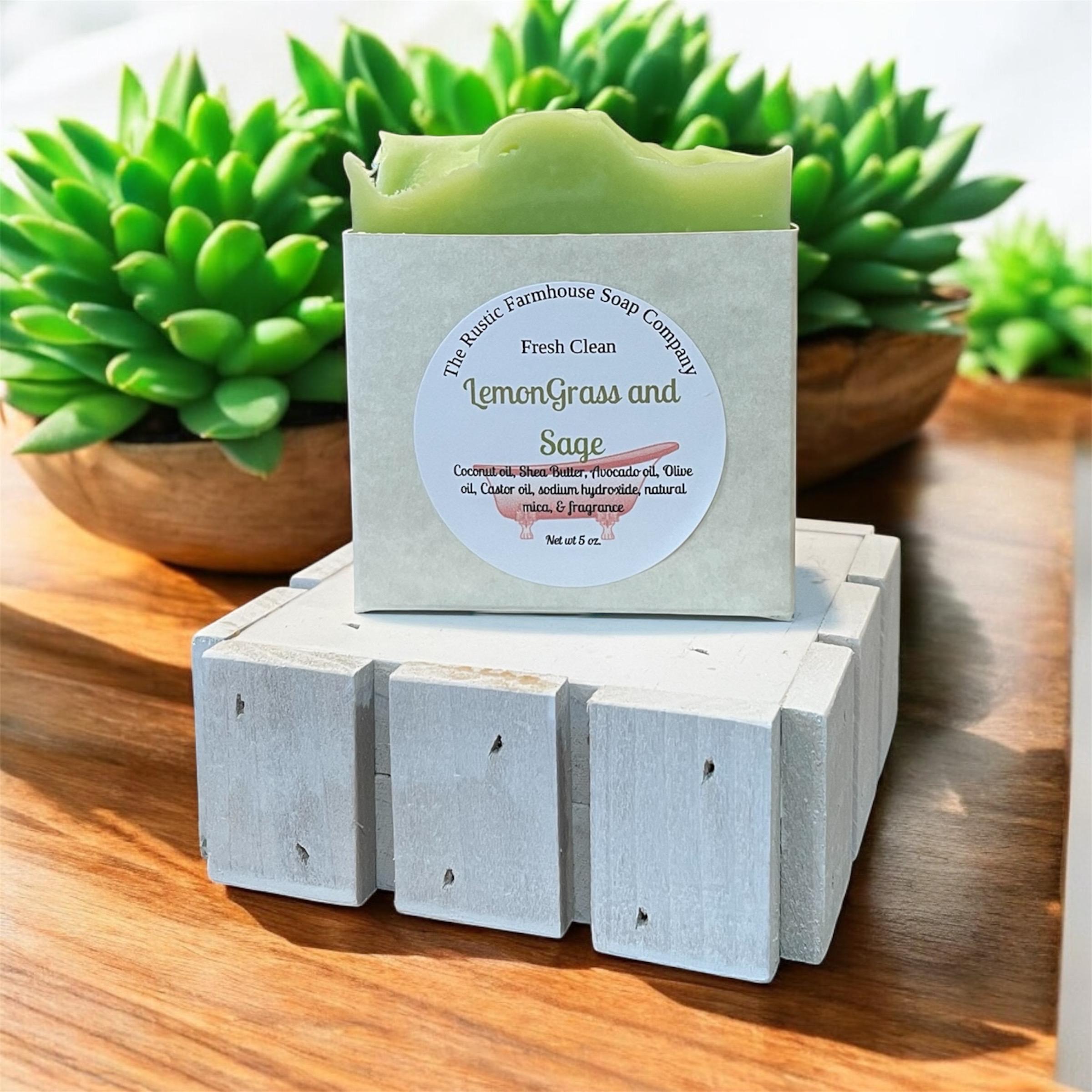 Handcrafted Lemongrass Sage Soap: Natural Vegan Bar Soap