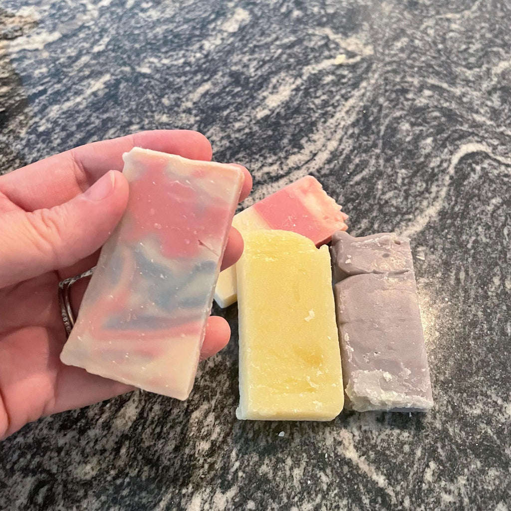 Soap Ends Bag of gentle handcrafted natural aloe infused soap bars.