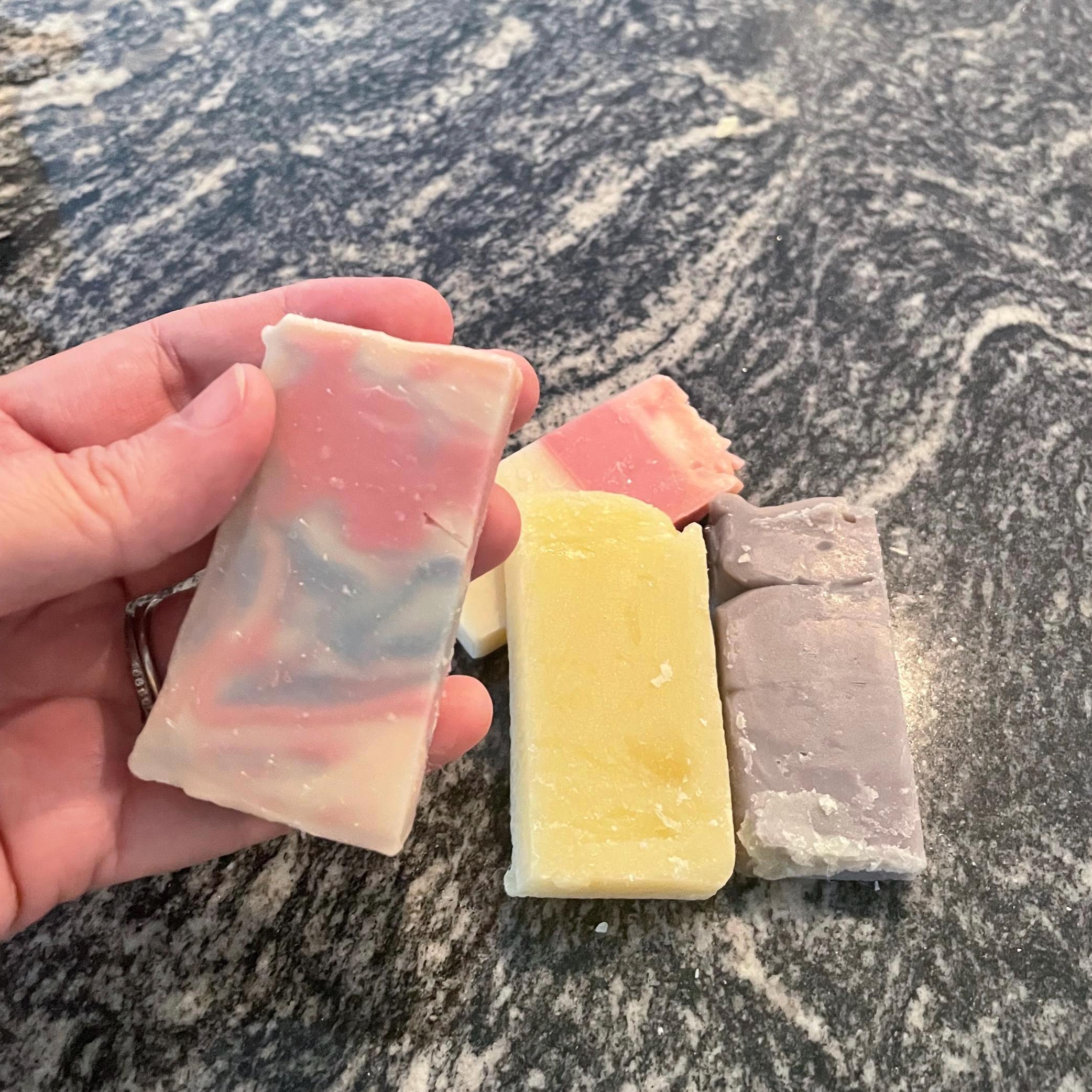 Soap Ends Bag of gentle handcrafted natural aloe infused soap bars.