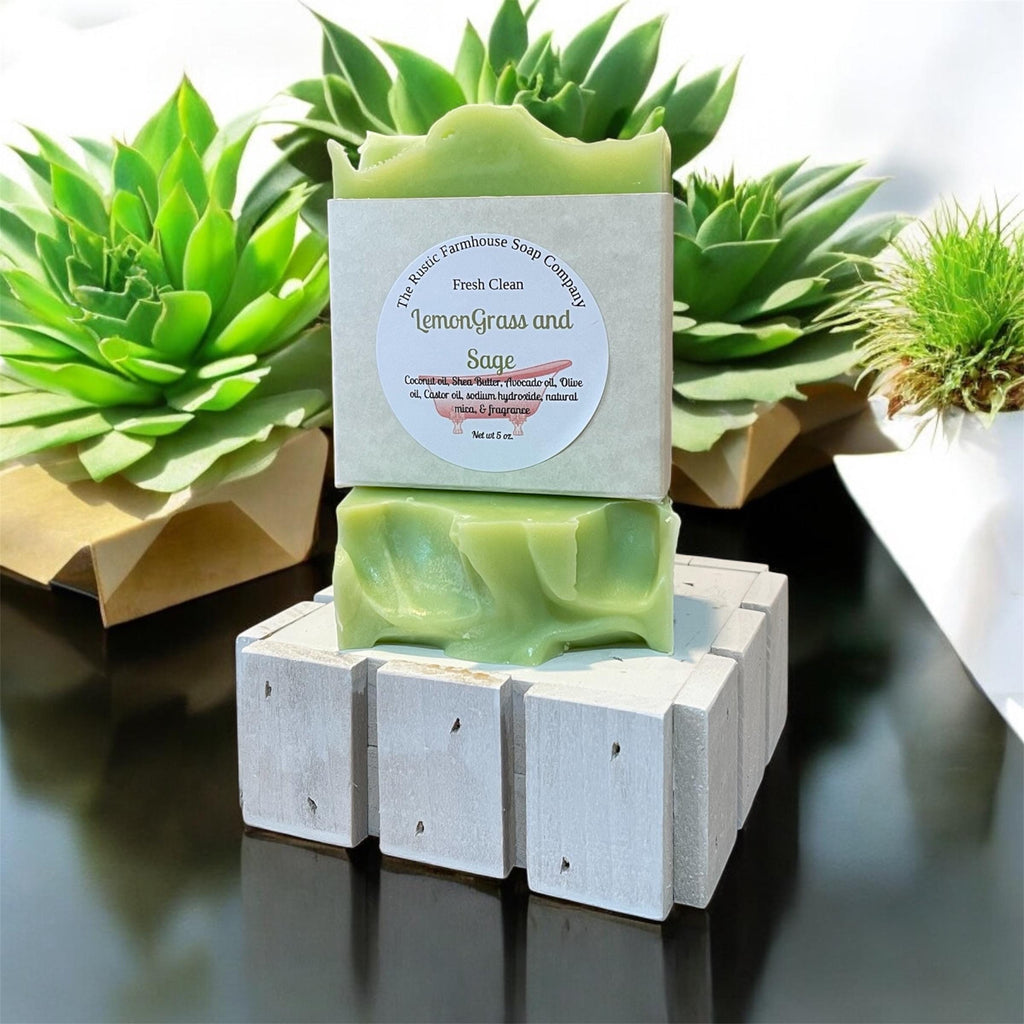Handcrafted Lemongrass Sage Soap: Natural Vegan Bar Soap