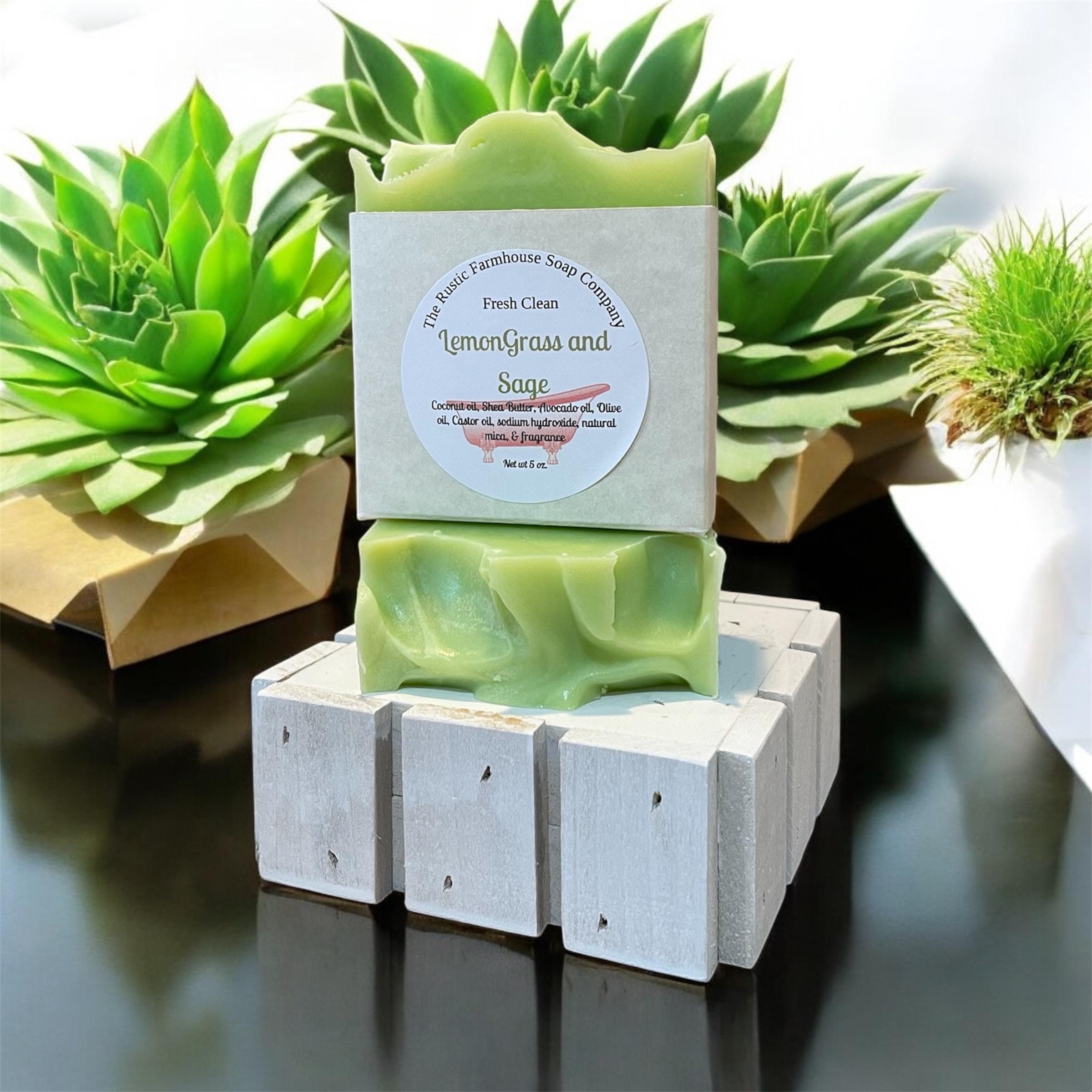 Handcrafted Lemongrass Sage Soap: Natural Vegan Bar Soap