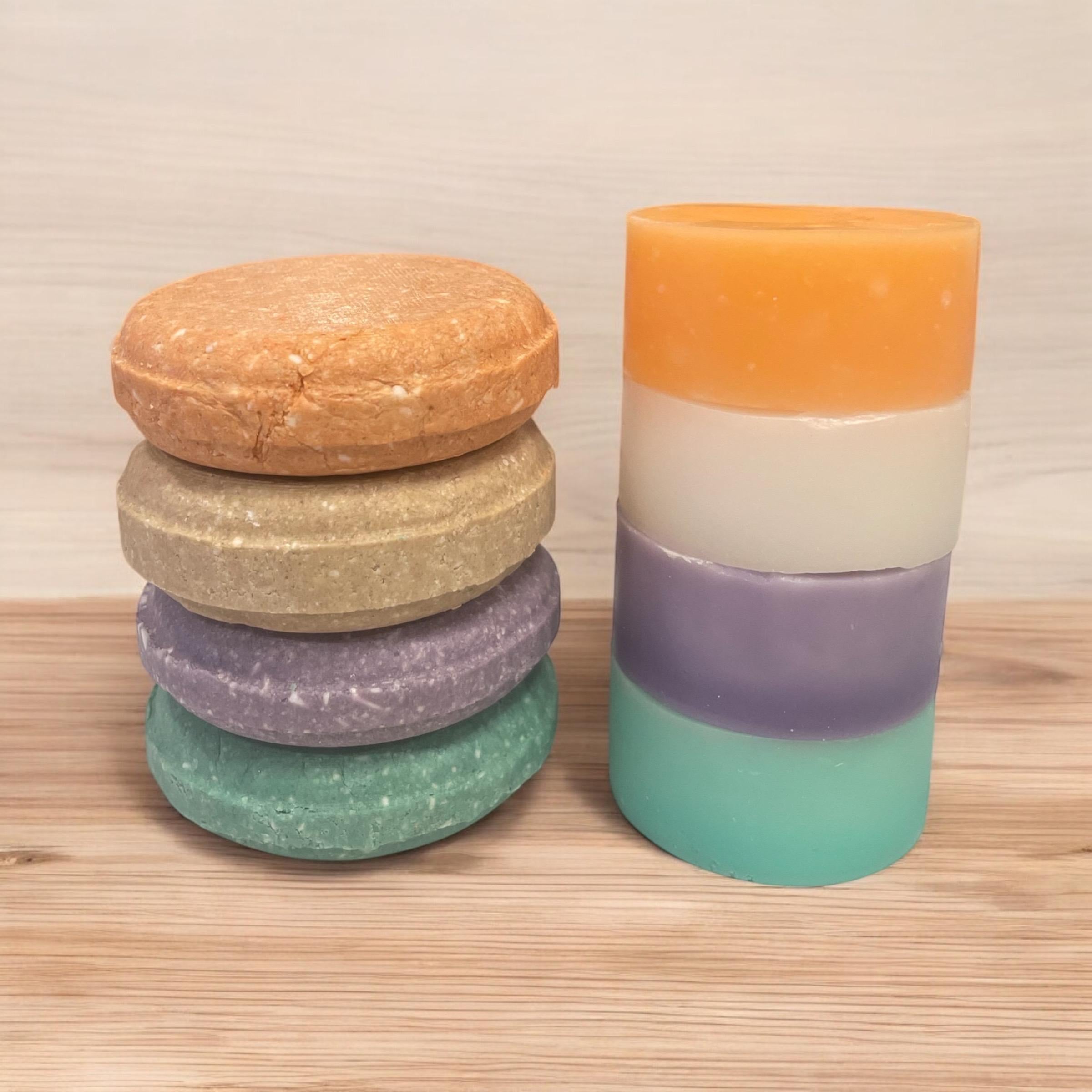 Shampoo Bar and Conditioner Bar Set, marshmallow root infused, natural ingredients, eco-friendly