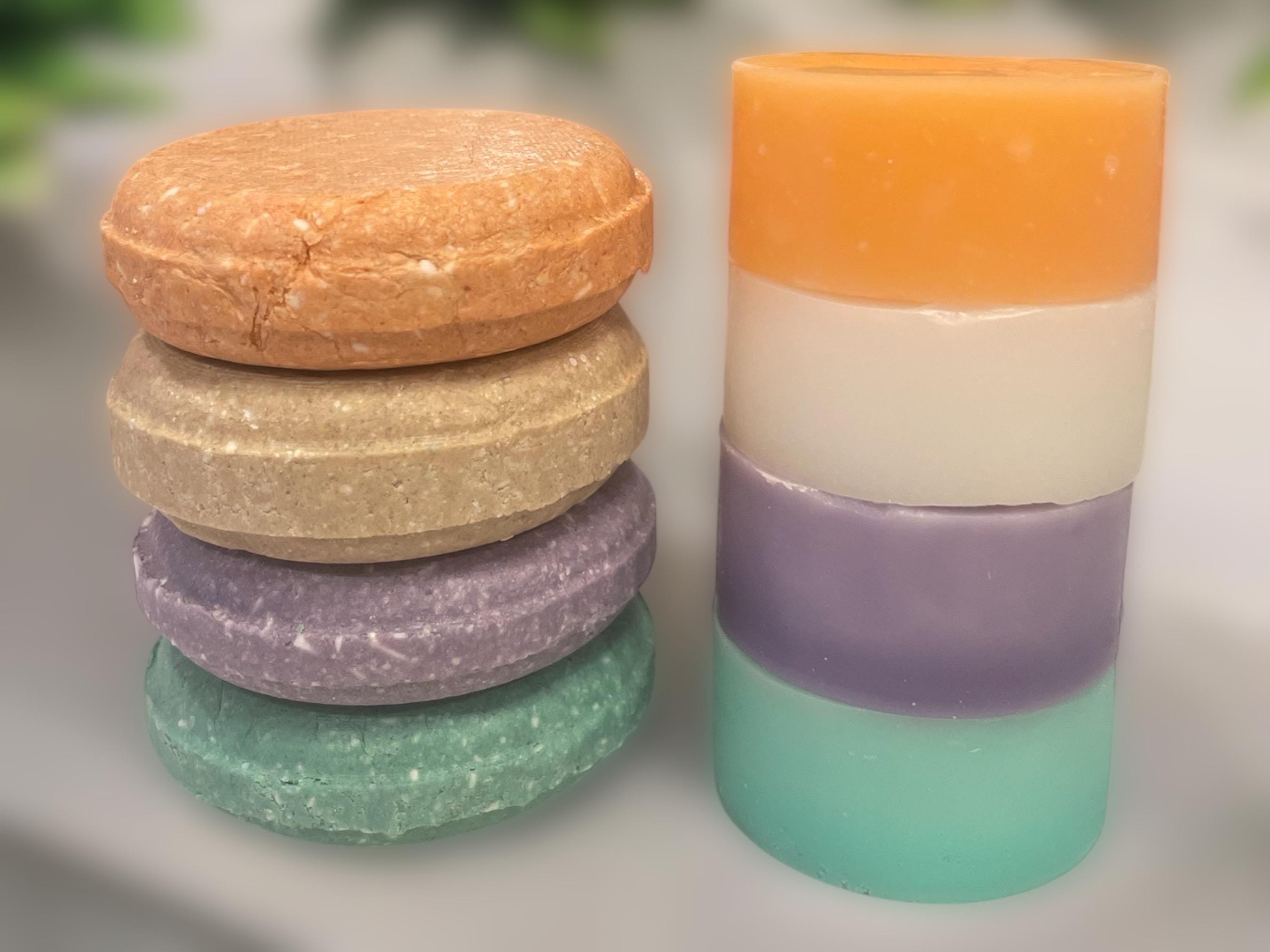 Shampoo Bar and Conditioner Bar Set, marshmallow root infused, natural ingredients, eco-friendly